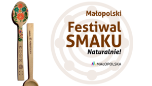napis Małopolski Festiwal Smaku Naturalnie poniżej logo Województwa Małopolskiego 