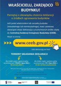 Plakat informujący o konieczości złożenia deklaracji do CEEB