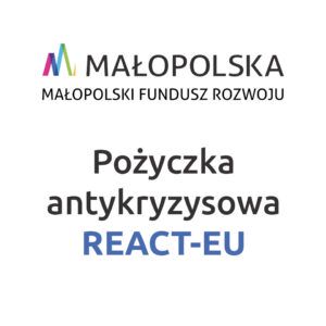 grafika z logo Małopolska i tekstem pożyczka antykryzysowa RECT-EU