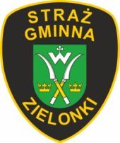 logo straży gminnej na czarnym tle z herbem gminy Zielonki