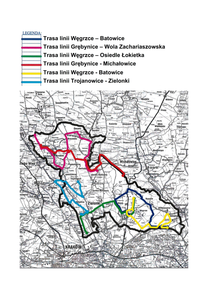 Mapa linii wewnętrznych gminy Zielonki
